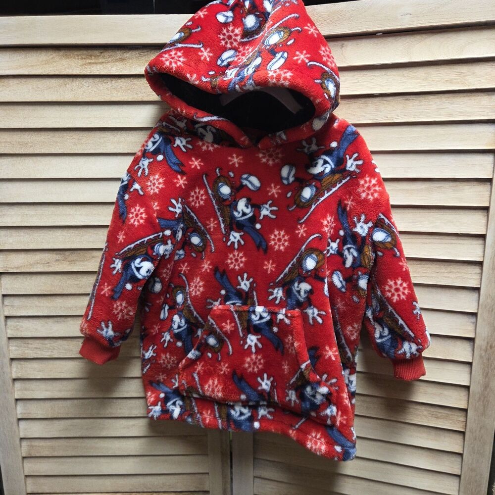 Disney Junior Mickey Mouse Ski Fleece Hoodie Toddler 3T Sweatshirt Snowflakes